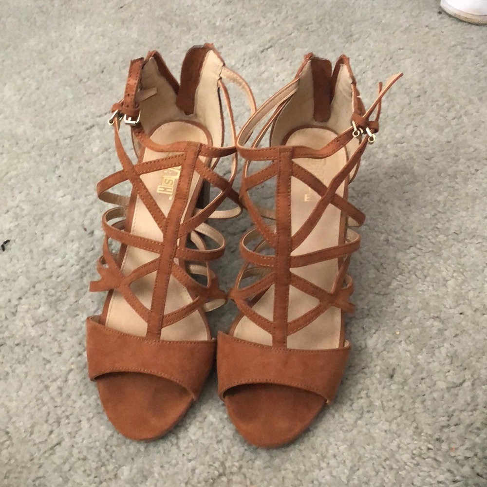 Cute brown open toed heels worn ONCE